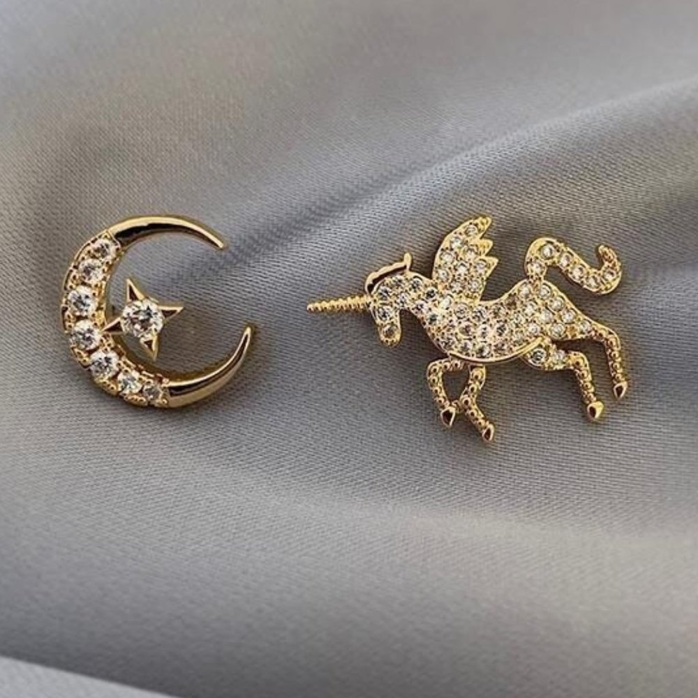 Unicorn Celestial Rhinestone Earrings
